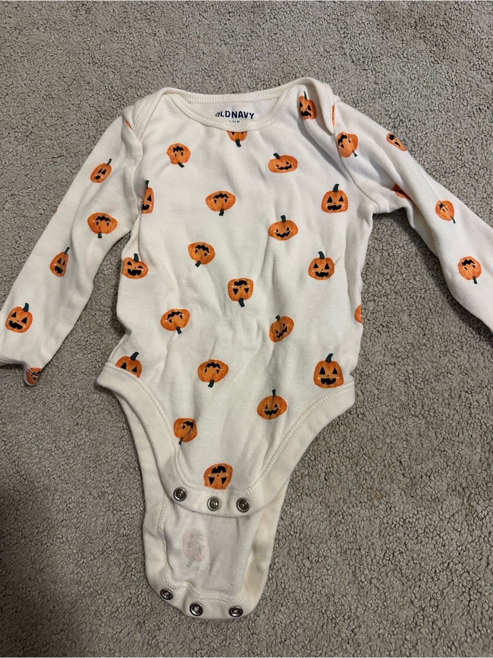 Old Navy White Long-Sleeve Pumpkin Print One-Piece